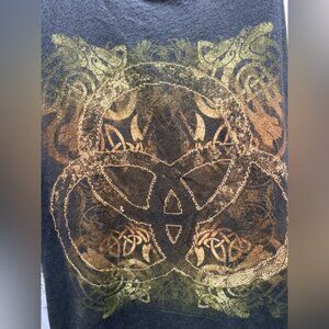 John Bonham Celtic trinity knot zoso album drumhead symbol cutoff size M unisex!